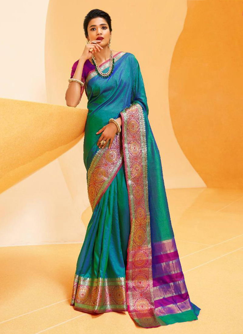 Kundan Lichi Silk Festival Wear Fancy sarees Collection 106001-106008